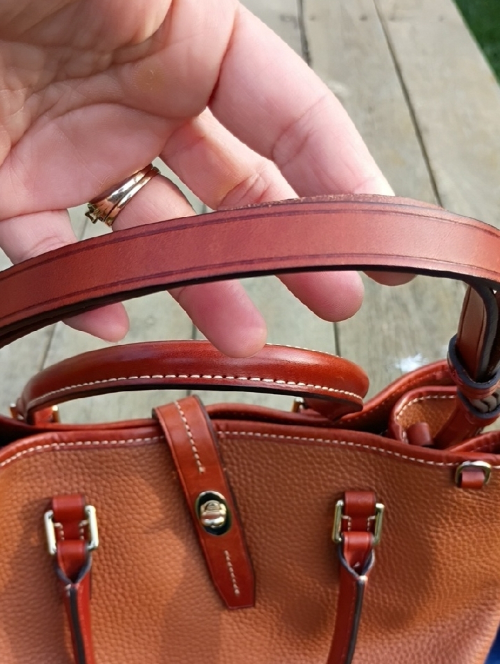 Dooney & Bourke Cognac Brown Pebbled Leather Satchel - Picture 7 of 14
